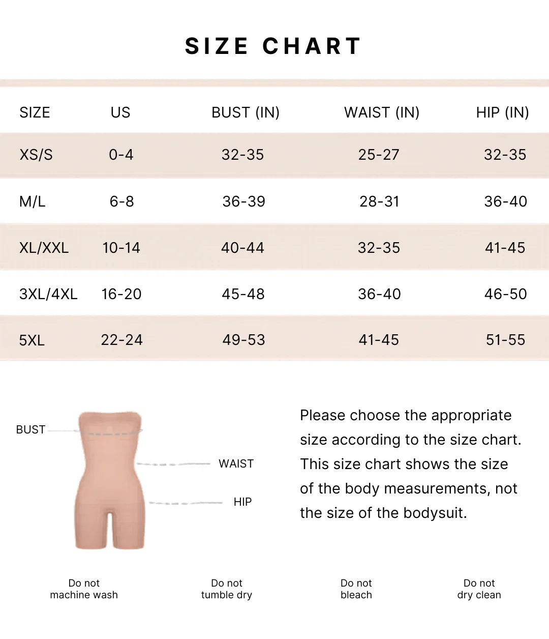 Size chart